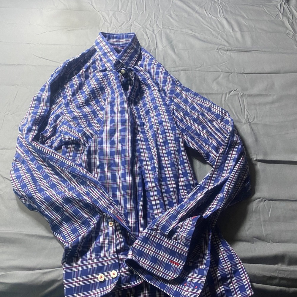 UNTUCKit Wrinkle Free Plaid Button Down Shirt Men's XL Blue Red Cotton